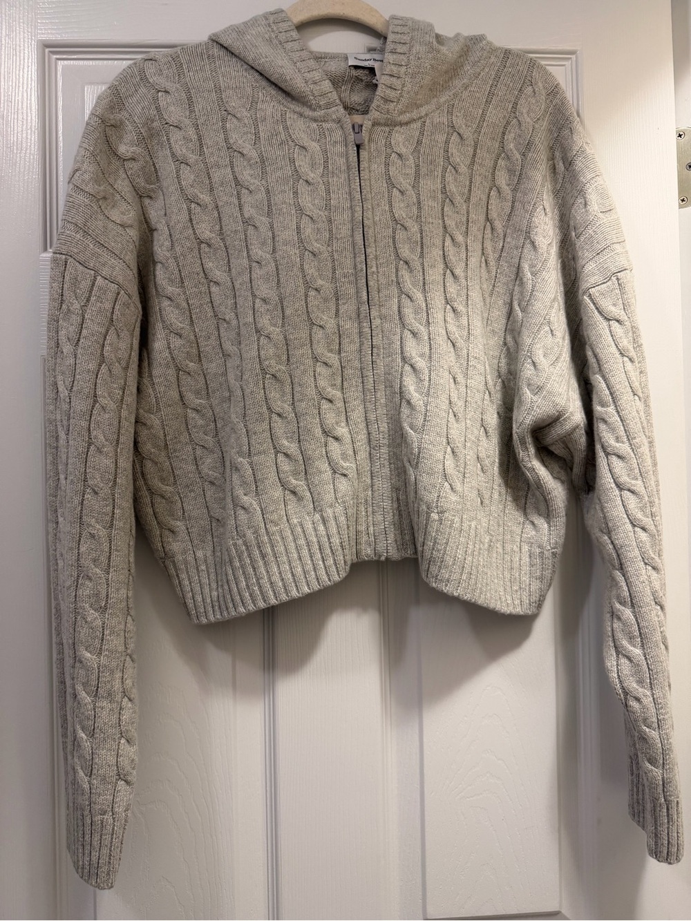 Sunday Best Light Gray Cable Knit Cardigan